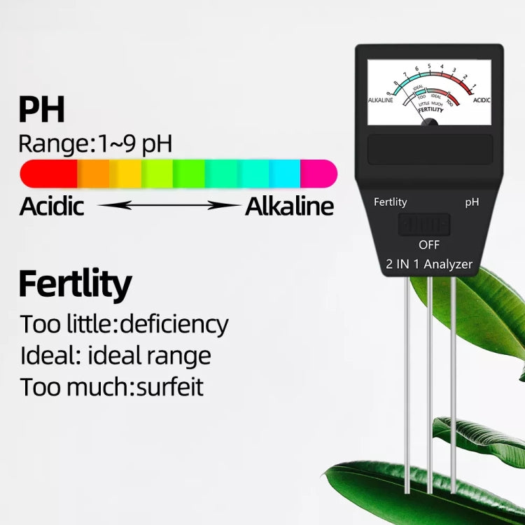 2 in 1 Soil PH Meter Fertility Tester Instrument Gardening Tools with 3 Probes - PH & Moisture Meter by buy2fix | Online Shopping UK | buy2fix
