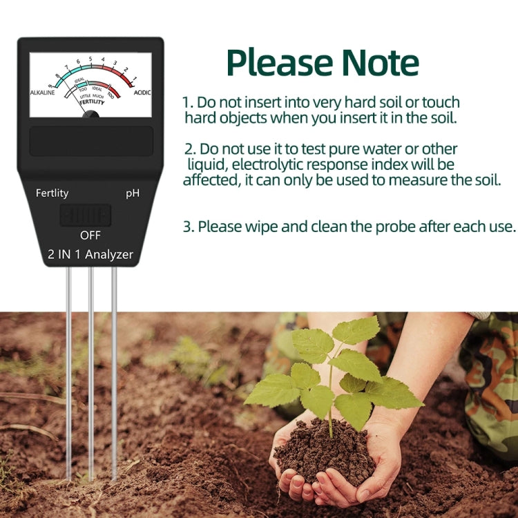 2 in 1 Soil PH Meter Fertility Tester Instrument Gardening Tools with 3 Probes - PH & Moisture Meter by buy2fix | Online Shopping UK | buy2fix