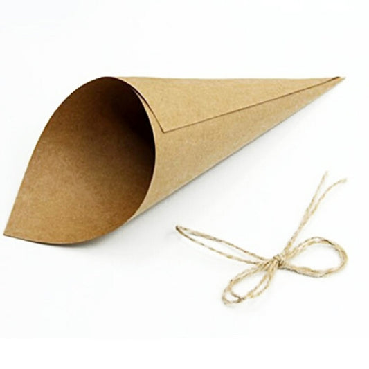 100 PCS Kraft Paper Cone Bouquet Candy Bag Christmas Wedding Party Gift Wrap with Twine, Size:14.5CM(Kraft Paper) by buy2fix
