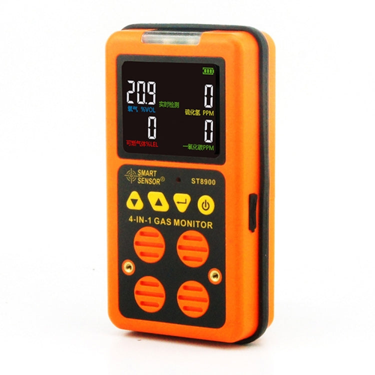 ST8900 4 in 1 Toxic Gas CO Carbon Monoxide Detector Hydrogen Sulfide H2S Oxygen Combustible Gas Test LCD Display Monitor, Sound Light Vibration Alarm, CN Plug - Gas Monitor by buy2fix | Online Shopping UK | buy2fix