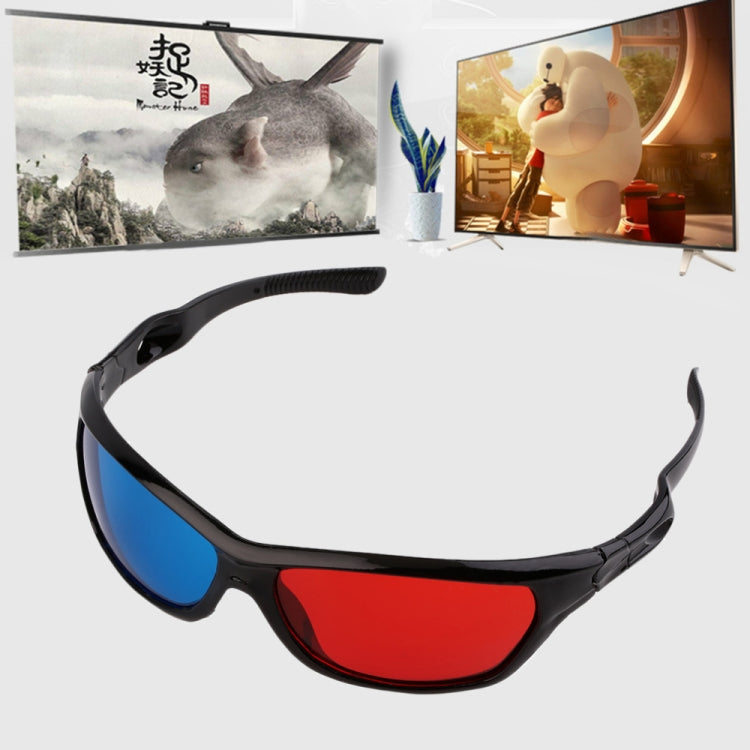 2 PCS Universal 3D Plastic Glasses Black Frame 3D Visoin Glass For Dimensional Anaglyph Movie Game DVD Video - VR Headset by buy2fix | Online Shopping UK | buy2fix