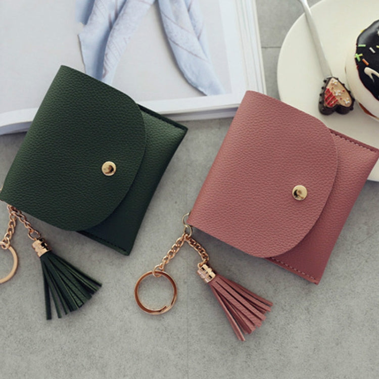 Fashion Women Wallet Short Leather Mini Casual ID Card Holders Bags Ladies Coin Clutch Tassel Bag(Grey Blue) - Wallets by buy2fix | Online Shopping UK | buy2fix