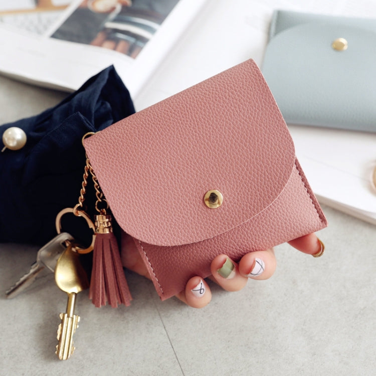 Fashion Women Wallet Short Leather Mini Casual ID Card Holders Bags Ladies Coin Clutch Tassel Bag(Grey Blue) - Wallets by buy2fix | Online Shopping UK | buy2fix