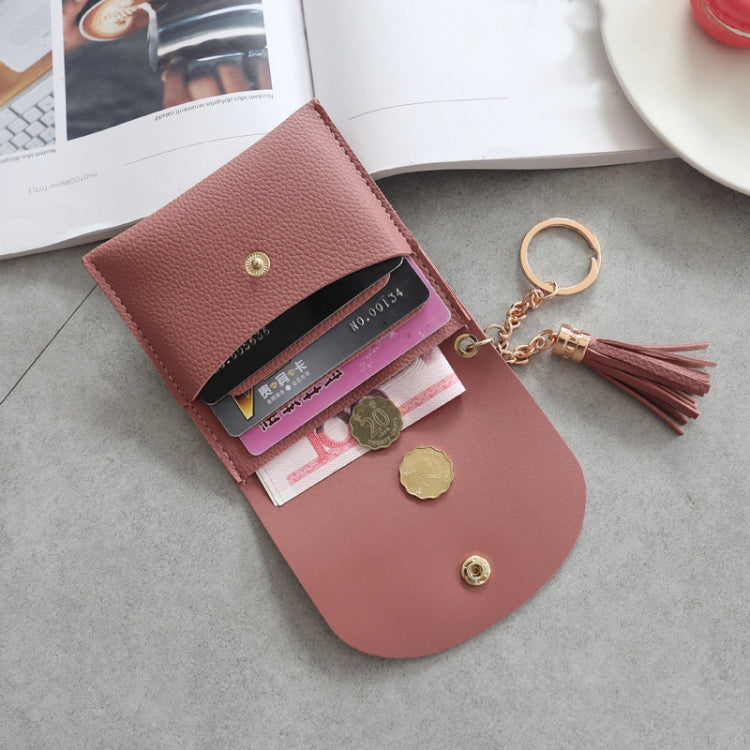 Fashion Women Wallet Short Leather Mini Casual ID Card Holders Bags Ladies Coin Clutch Tassel Bag(Grey Blue) - Wallets by buy2fix | Online Shopping UK | buy2fix
