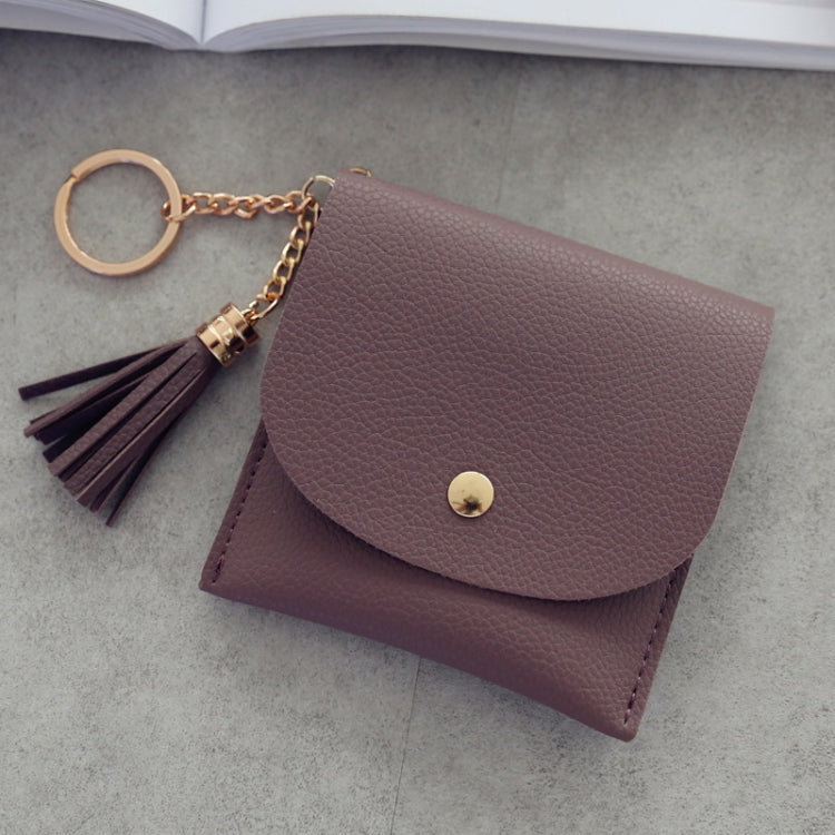 Fashion Women Wallet Short Leather Mini Casual ID Card Holders Bags Ladies Coin Clutch Tassel Bag(Grey Blue) - Wallets by buy2fix | Online Shopping UK | buy2fix