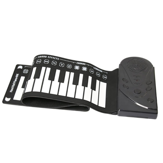 49-Key Portable Hand-Rolled Piano With Horn Children Beginners To Practice Electronic Piano(Elegant Black) by buy2fix