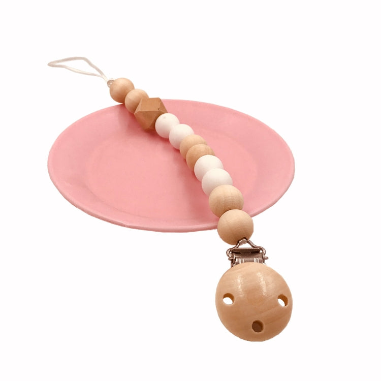 Baby Pacifier Clip Chain Wooden Holder Soother Pacifier Clips Leash Strap Nipple Holder for Infant Feeding(white) - Cups & Silicone Nipple by buy2fix | Online Shopping UK | buy2fix