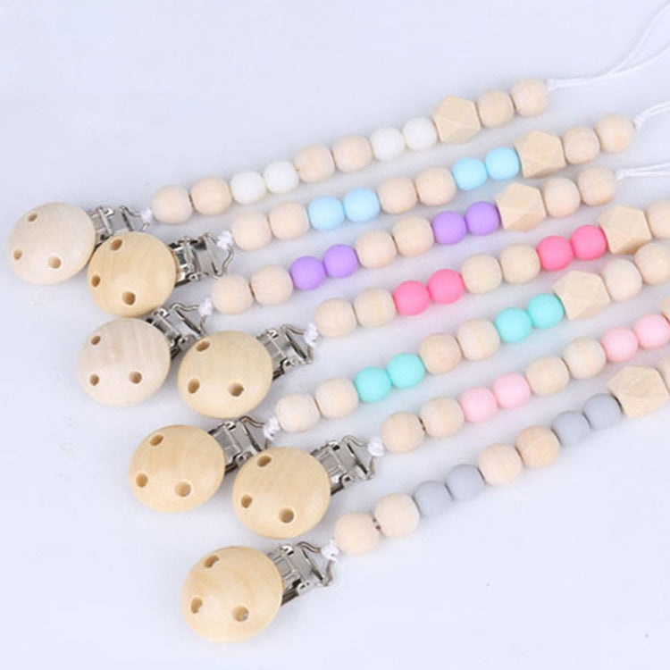 Baby Pacifier Clip Chain Wooden Holder Soother Pacifier Clips Leash Strap Nipple Holder for Infant Feeding(white) - Cups & Silicone Nipple by buy2fix | Online Shopping UK | buy2fix