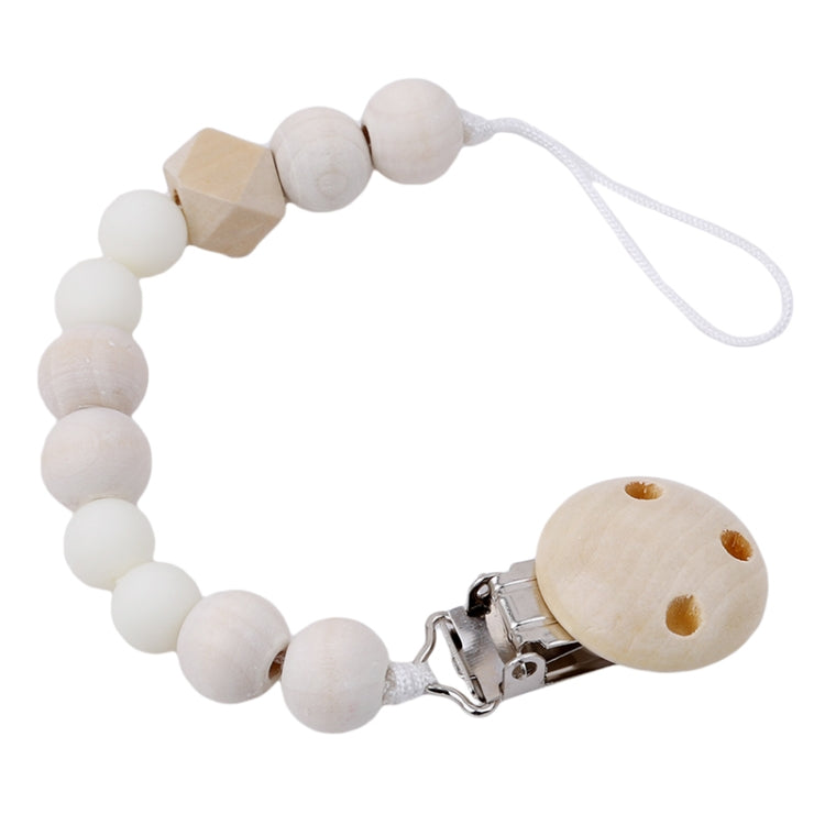 Baby Pacifier Clip Chain Wooden Holder Soother Pacifier Clips Leash Strap Nipple Holder for Infant Feeding(white) - Cups & Silicone Nipple by buy2fix | Online Shopping UK | buy2fix