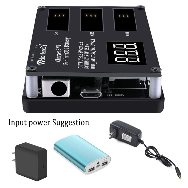 Micro USB Triple Battery Charger for Insta360 ONE X Panoramic Camera(Eu Plug) - Others by buy2fix | Online Shopping UK | buy2fix