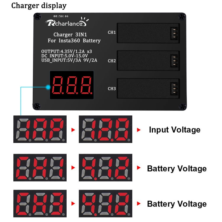 Micro USB Triple Battery Charger for Insta360 ONE X Panoramic Camera(Eu Plug) - Others by buy2fix | Online Shopping UK | buy2fix