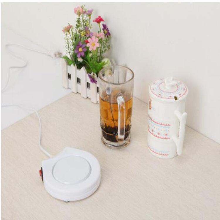 Beverage Heater Tray Pad Milk Tea Coffee Mug Hot Drinks Cup Heater, Shape:Round(White) by buy2fix