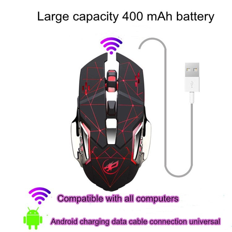 WARWOLF Q8 Wireless Rechargeable Mouse Glowing Gaming Mouse(Black) by buy2fix