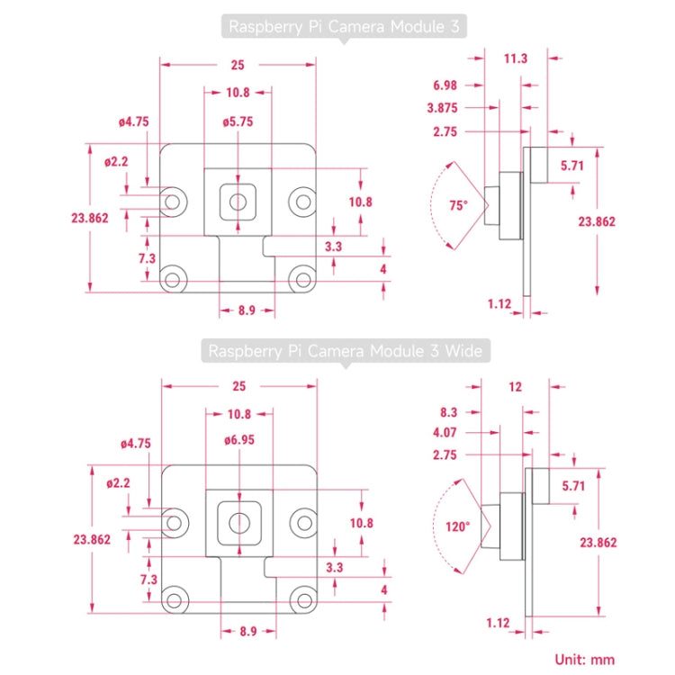 Waveshare For Raspberry Pi Camera Module 3, High Resolution, Auto-Focus 12MP, IMX708, 75° FOV, 23943 - Raspberry Pi Accessories by buy2fix | Online Shopping UK | buy2fix
