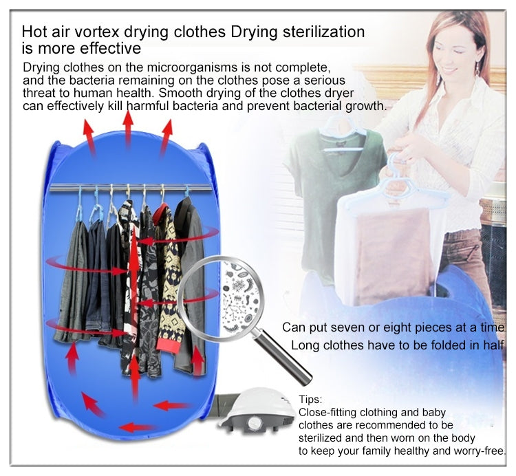 Foldable Free Installation Portable Household Mini Clothes Dryer(Blue) - Dryers & Accessories by buy2fix | Online Shopping UK | buy2fix