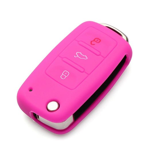 2 PCS Silicone Car Key Cover Case for Volkswagen Golf(Pink) by buy2fix