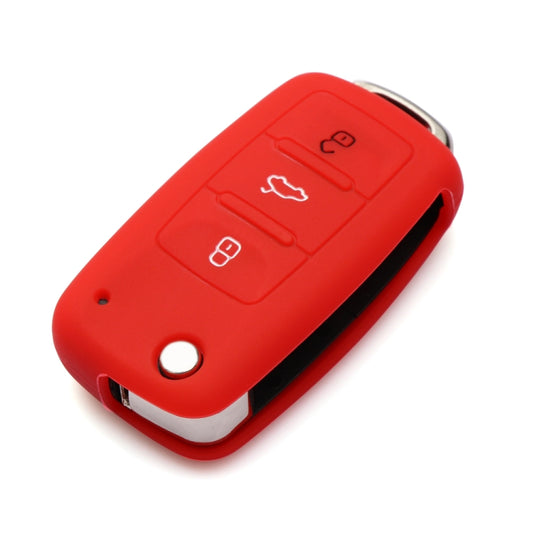 2 PCS Silicone Car Key Cover Case for Volkswagen Golf(Red) by buy2fix