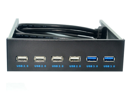 6 Ports 5.25 Inch Floppy Bay Front Panel With Power Adapter USB Hub Spilitter 2 Ports USB 3.0 + 4 Ports USB 2.0 - Floppy Drives by buy2fix | Online Shopping UK | buy2fix