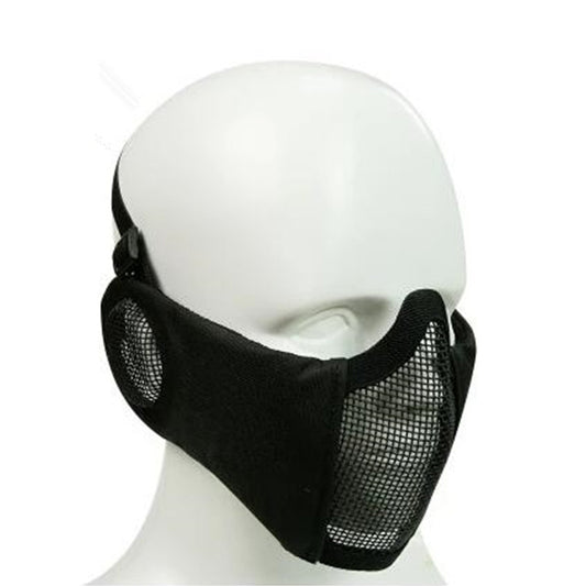 WoSporT Half Face Metal Net Field Ear Protection Outdoor Cycling Steel Mask(Black) by buy2fix