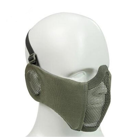 WoSporT Half Face Metal Net Field Ear Protection Outdoor Cycling Steel Mask(Grey) by buy2fix