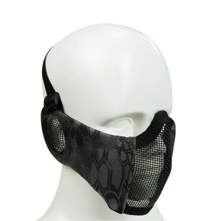 WoSporT Half Face Metal Net Field Ear Protection Outdoor Cycling Steel Mask(Dark Crepe) - Protective Helmet & Masks by buy2fix | Online Shopping UK | buy2fix