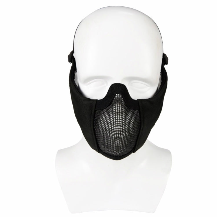 WoSporT Half Face Metal Net Field Ear Protection Outdoor Cycling Steel Mask(Dark Crepe) - Protective Helmet & Masks by buy2fix | Online Shopping UK | buy2fix