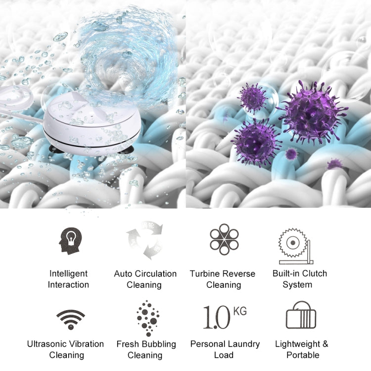 2 in 1 Portable Mini Washing Machine Ultrasonic Turbine Clothes Mini Washer with USB Cable Convenient for Travel - Washing Machines & Accessories by buy2fix | Online Shopping UK | buy2fix