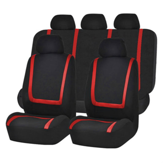 Universal Car Seat Cover Polyester Fabric Automobile Seat Covers Car Seat Cover Vehicle Seat Protector Interior Accessories 9pcs Set Red by buy2fix