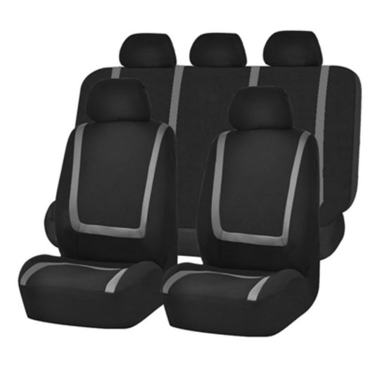 Universal Car Seat Cover Polyester Fabric Automobile Seat Covers Car Seat Cover Vehicle Seat Protector Interior Accessories 9pcs Set Gray by buy2fix