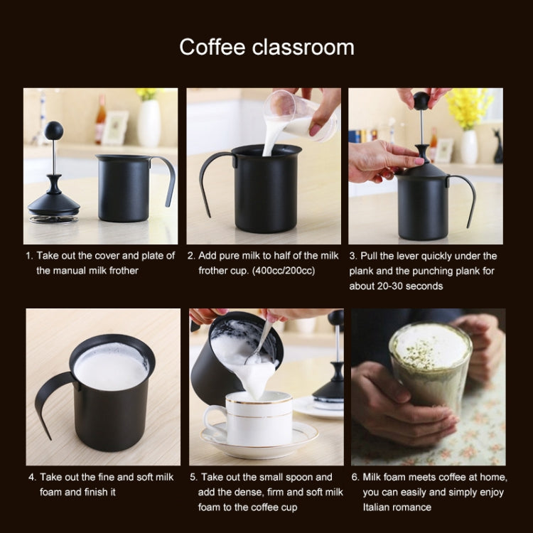 Pump Creamer Stainless Steel Double Mesh Manual Coffee Milk Foam Frothing Pitcher Froth Pump Foamer Cup, Capacity:400cc by buy2fix