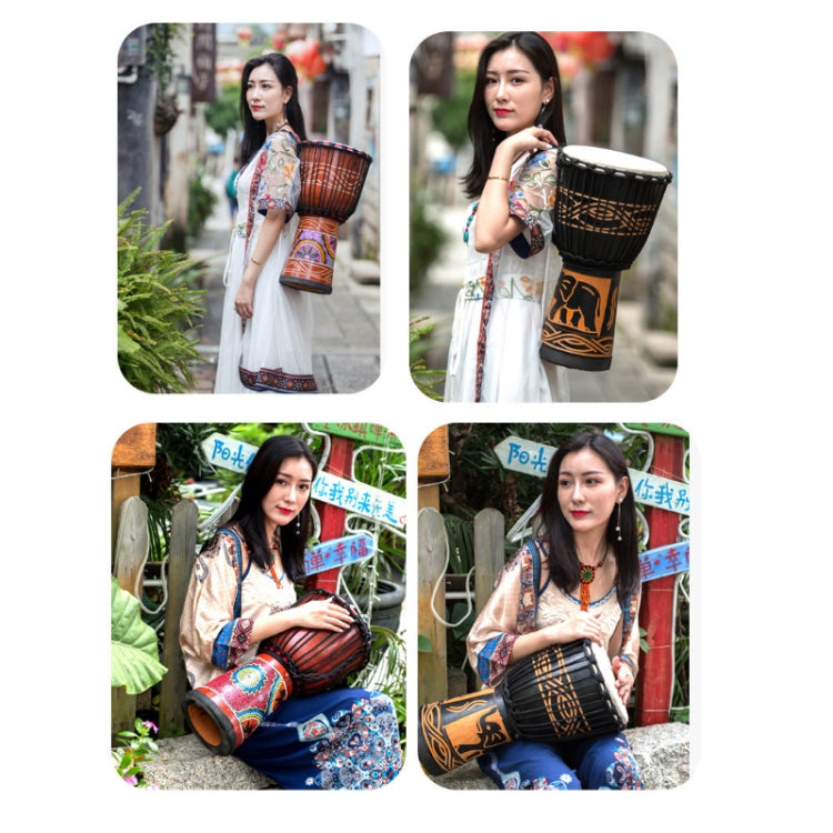 Engraved African Drum Children Kindergarten Percussion Instruments Sheepskin Tambourine, Random Delivery, Size:Standard 8 In by buy2fix