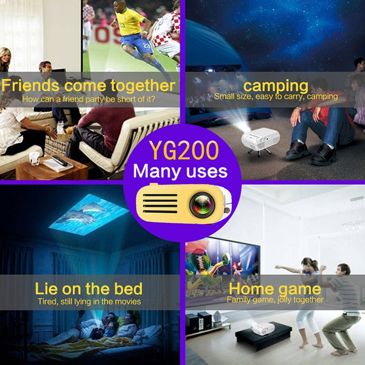 YG200 Portable LED Pocket Mini Projector AV USB SD HDMI Video Movie Game Home Theater Video Projector, US Plug(Black and White) - LED Projector by buy2fix | Online Shopping UK | buy2fix