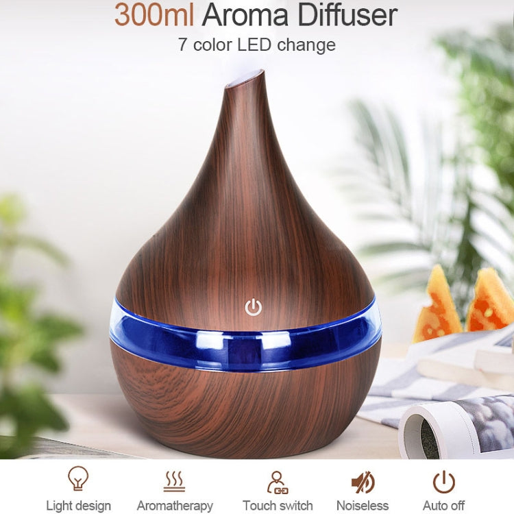 300ml USB Electric Aroma Air Diffuser Wood Ultrasonic Air Humidifier Essential Oil Aromatherapy Cool Mist Maker(Oblique Deep Wood Grain) - Air Purifiers & Accessories by buy2fix | Online Shopping UK | buy2fix