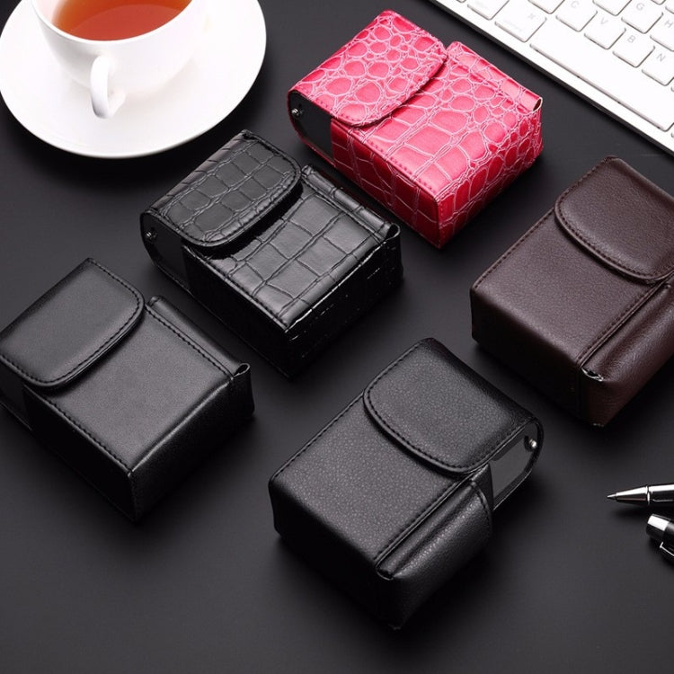 PU Leather Cigarette Case Lighter Case Business Card Case(Lychee Pattern Black) by buy2fix