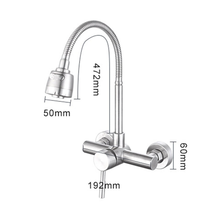 Stainless Steel Material Wall Mounted Kitchen Sink Mixer Faucet Free Rotation Hose Water Tap by buy2fix