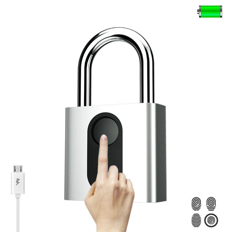 USB Rechargeable Door Lock Fingerprint Padlock Quick Unlock Security Keyless Smart Metal Lock - Padlocks by buy2fix | Online Shopping UK | buy2fix