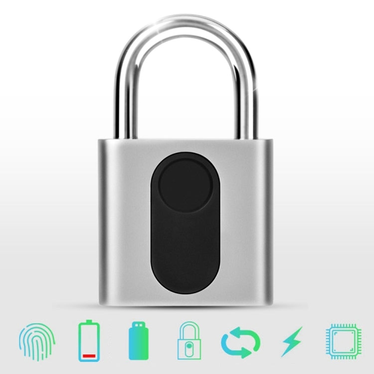USB Rechargeable Door Lock Fingerprint Padlock Quick Unlock Security Keyless Smart Metal Lock - Padlocks by buy2fix | Online Shopping UK | buy2fix