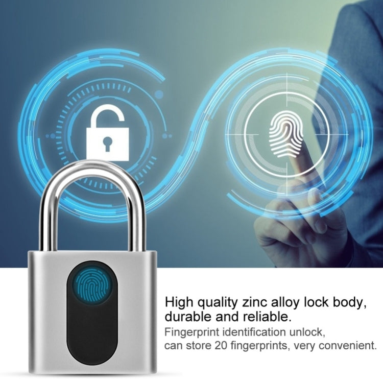 USB Rechargeable Door Lock Fingerprint Padlock Quick Unlock Security Keyless Smart Metal Lock - Padlocks by buy2fix | Online Shopping UK | buy2fix