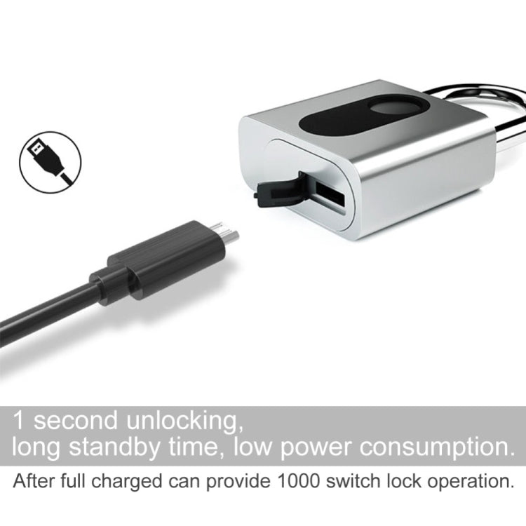 USB Rechargeable Door Lock Fingerprint Padlock Quick Unlock Security Keyless Smart Metal Lock - Padlocks by buy2fix | Online Shopping UK | buy2fix