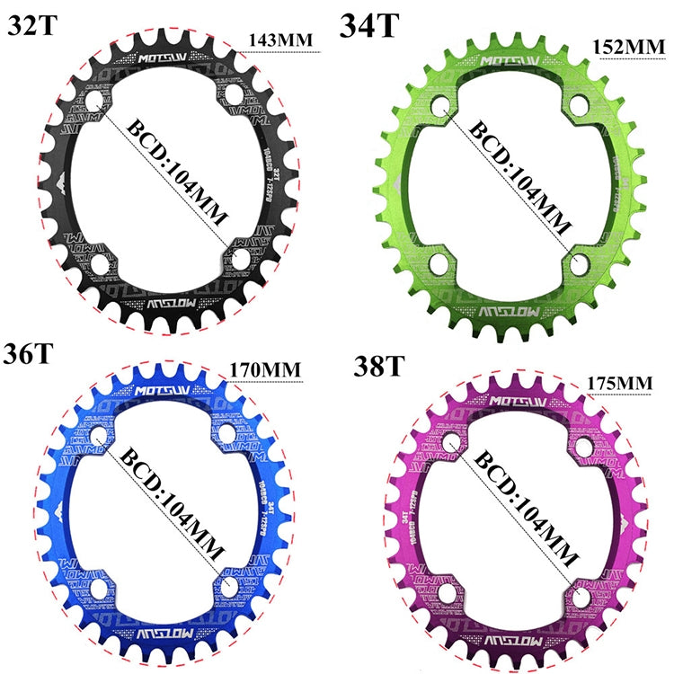 MOTSUV Narrow Wide Chainring MTB Bicycle 104BCD Tooth Plate Parts(Red) - Bicycle Brake Parts by MOTSUV | Online Shopping UK | buy2fix