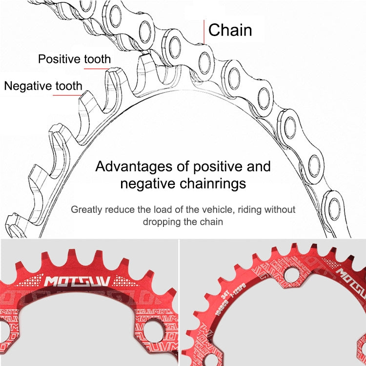 MOTSUV Narrow Wide Chainring MTB Bicycle 104BCD Tooth Plate Parts(Yellow) - Bicycle Brake Parts by MOTSUV | Online Shopping UK | buy2fix