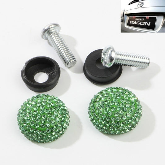 Car License Plate Modification Screw Cap Diamond-encrusted Solid Seal Anti-theft Screws(Green) by buy2fix