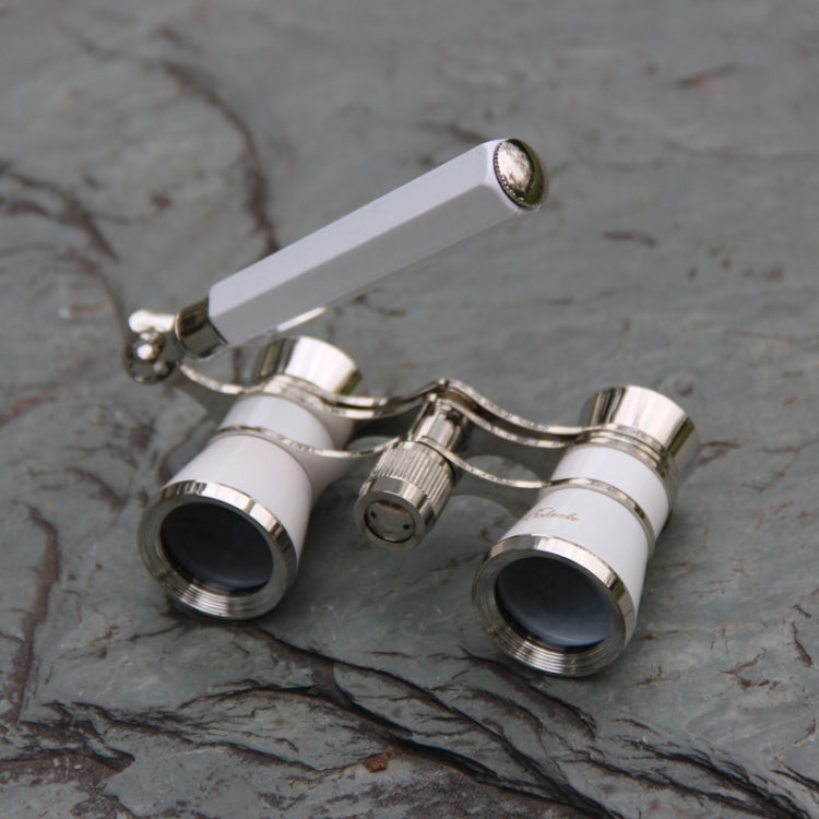 Metal 3 X 25 Lady With Handle Chrome Double Cylinder Telescope( Pearl white) - Binoculars by buy2fix | Online Shopping UK | buy2fix