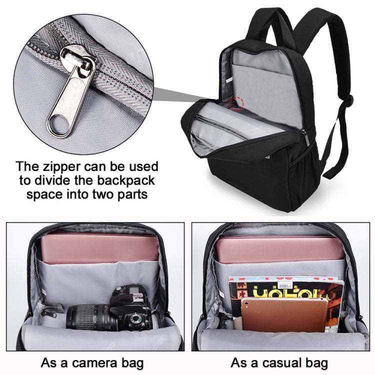 CADeN L4 Double-layer Casual Computer Backpack Multi-function Digital Camera Bag (Black) - Backpack by CADeN | Online Shopping UK | buy2fix