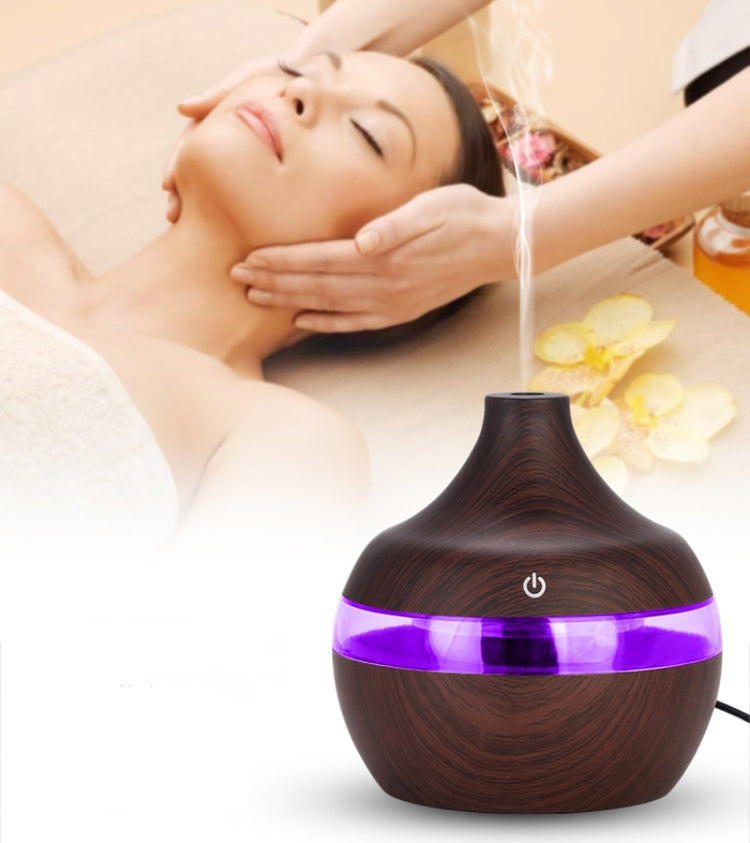 300ML Waterdrop Shape USB Wood Grain Aromatherapy Air Purifier Mute Humidifier, Color: Deep Wood Grain - Air Purifiers & Accessories by buy2fix | Online Shopping UK | buy2fix