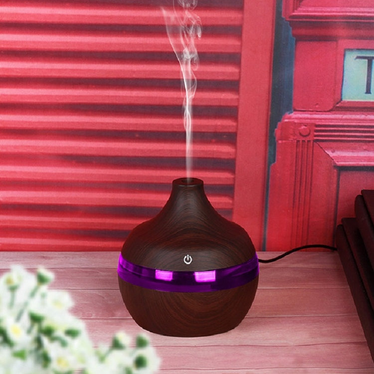300ML Waterdrop Shape USB Wood Grain Aromatherapy Air Purifier Mute Humidifier, Color: Deep Wood Grain - Air Purifiers & Accessories by buy2fix | Online Shopping UK | buy2fix