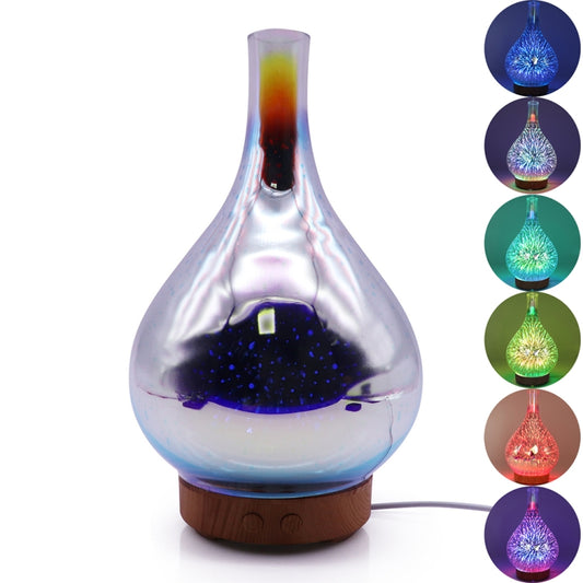 STB-XB10 3D Fireworks 7 Colors LED Night Light Air Humidifier Aroma Essential Oil Diffuser Mist Maker, Plug Type:US Plug(Light Wood Grain) by buy2fix