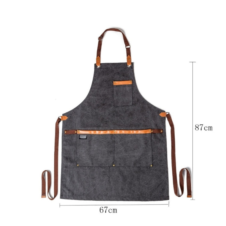 Washed Canvas Apron Chef Cafe Shop BBQ Hairdresser Aprons(Black) - Aprons & Caps by buy2fix | Online Shopping UK | buy2fix