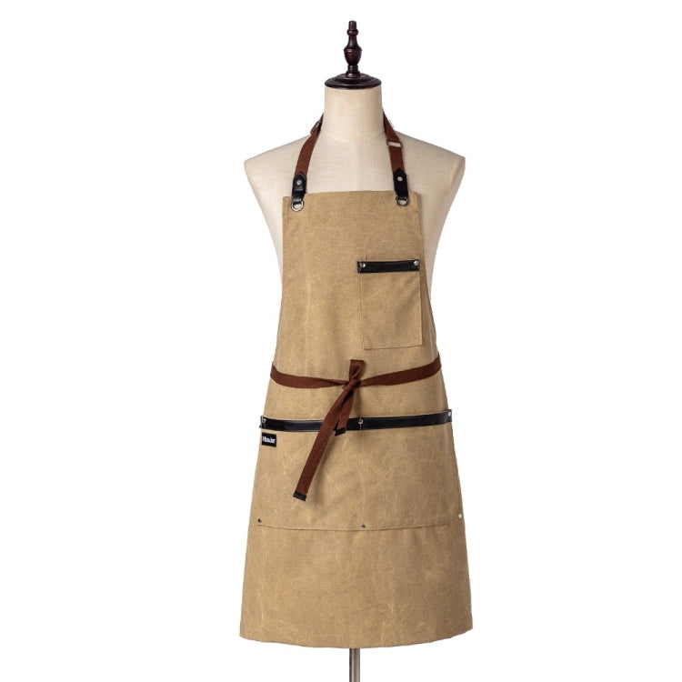 Washed Canvas Apron Chef Cafe Shop BBQ Hairdresser Aprons(Black) - Aprons & Caps by buy2fix | Online Shopping UK | buy2fix