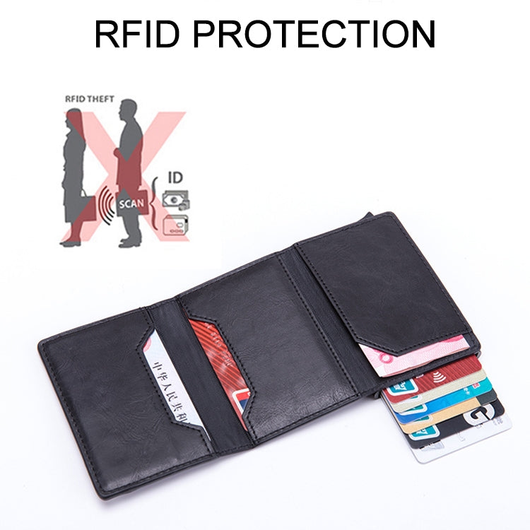 Magnetic RFID Bag Multifunctional Aluminum Automatic Pop-up Credit Card Package(Blue) by buy2fix